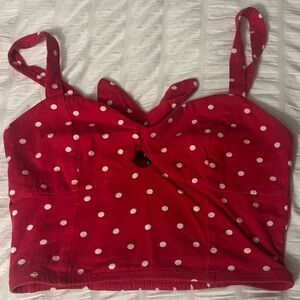 Forever 21 Red Polka Dot Smocked Crop Top - Size S